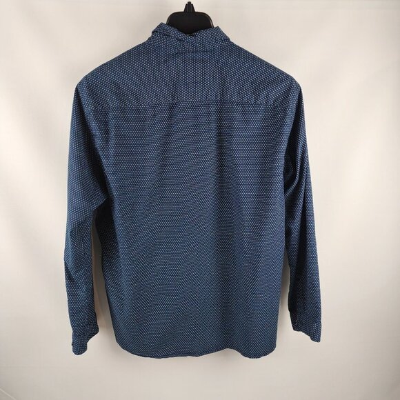 01.Algo Shirt Mens XL Navy White Flower Stretch Long Sleeve Button-Front - Picture 2 of 7